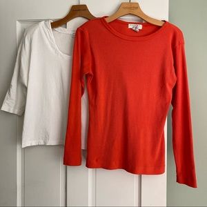 **3 for $20!!** Set of 2 Express Tricot Shirts White Orange Small Vintage